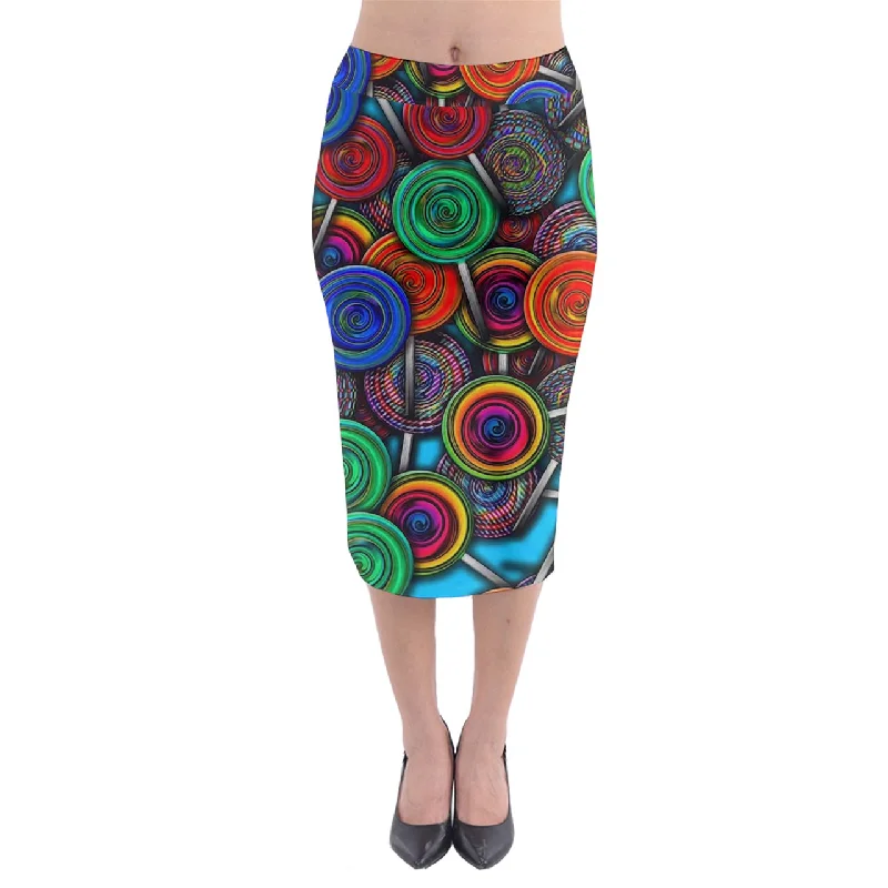 Colorful lolipops Midi Pencil Skirt leather skirt sleek