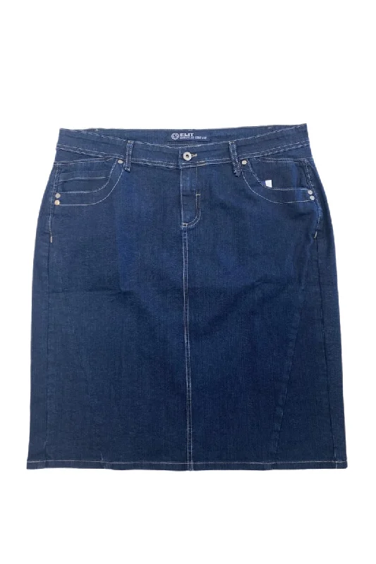 Knee Length Denim Skirt Style 205-12B seamless skirt comfort